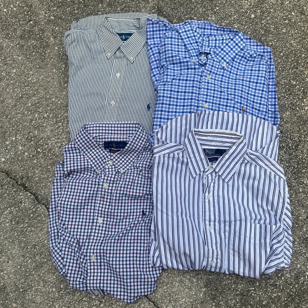 Bundle 4 Pack Flawed Ralph Lauren Men Button Down Shirt Mixed Size